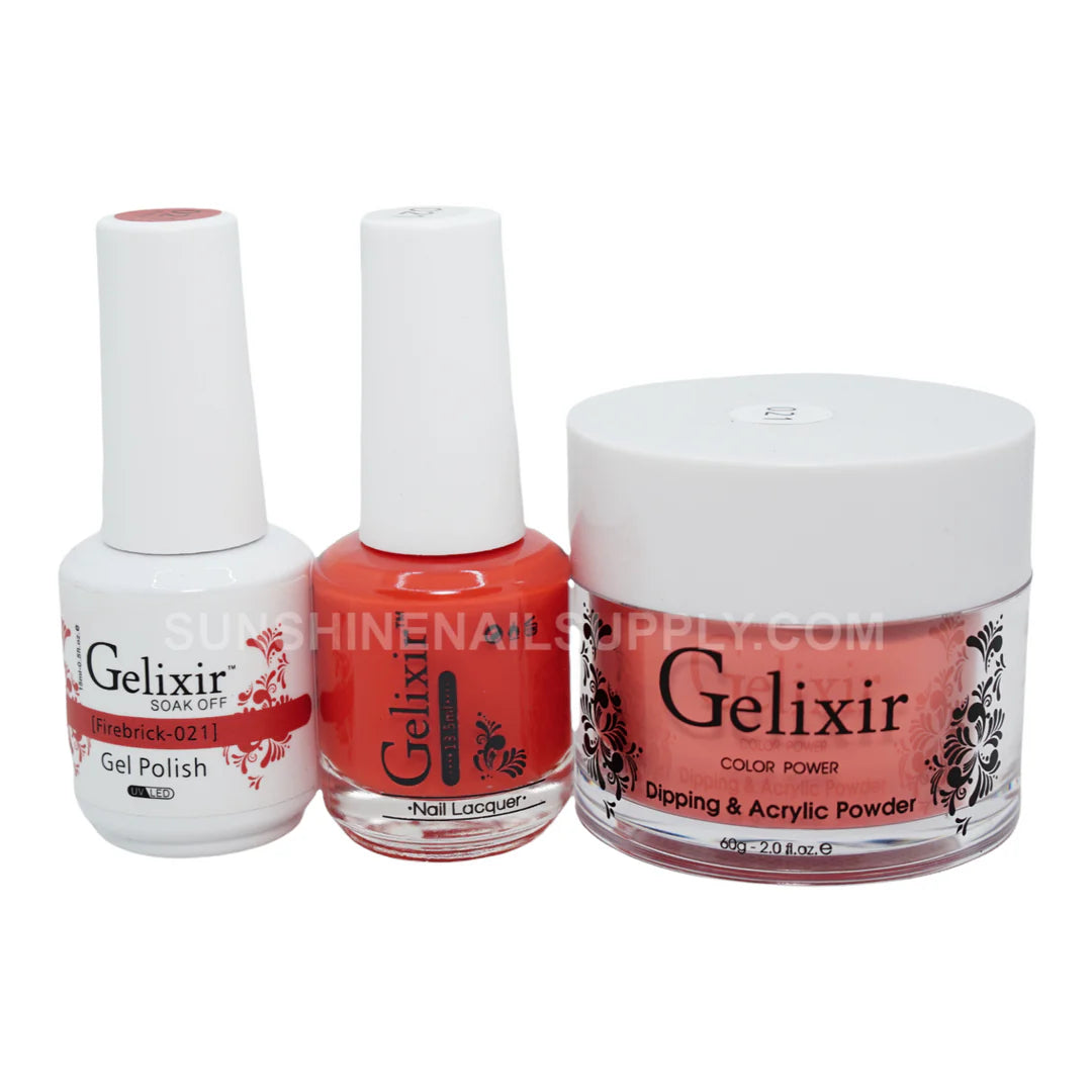 #021 - Esmalte en gel UV/LED Soak Off Gelixir - Ladrillo refractario 3 en 1