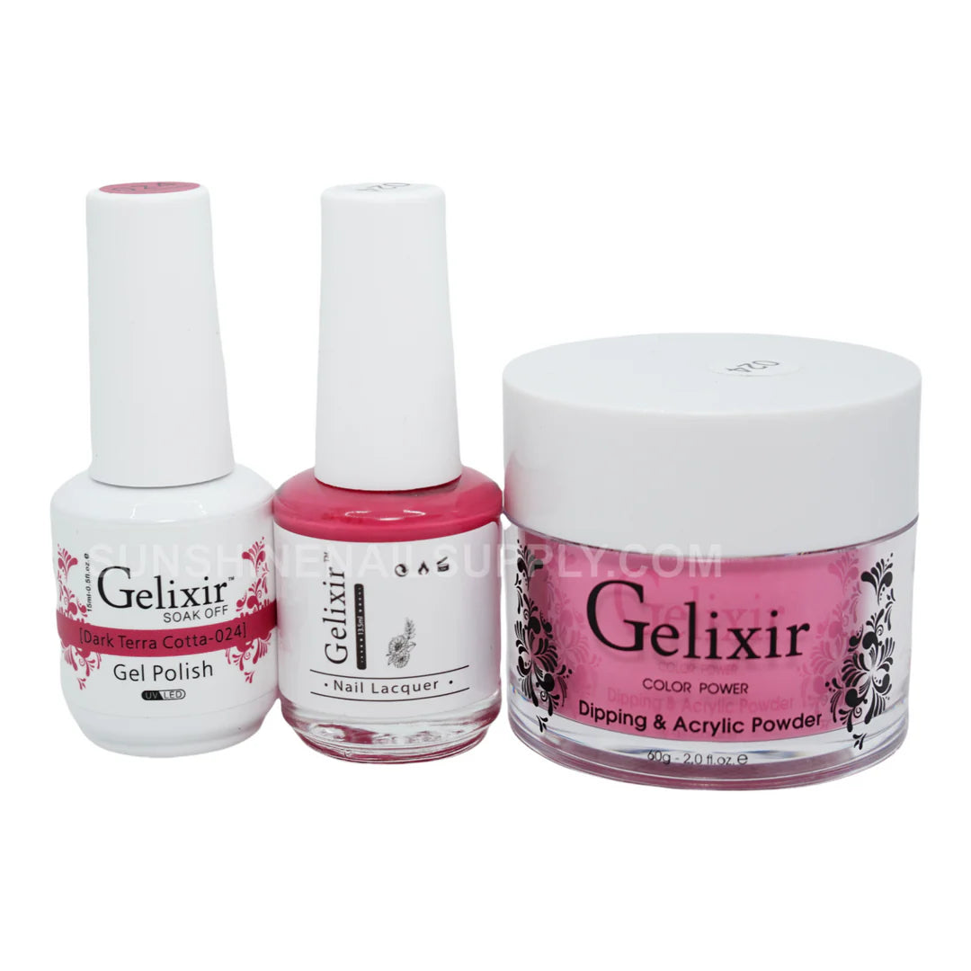 #024 - Gelixir UV/LED Soak Off Gel polish - Dark Terra Cotta 3in1