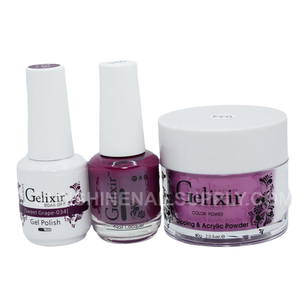 #034 - Esmalte en gel UV/LED Soak Off de Gelixir - Uva dulce 3 en 1