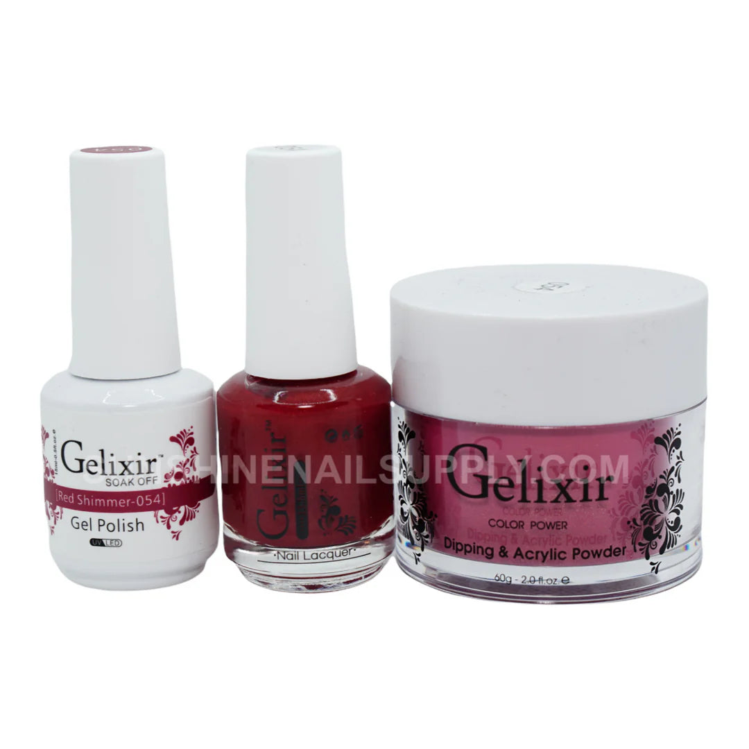 #054 - Esmalte en gel UV/LED Soak Off de Gelixir - Rojo brillante 3 en 1