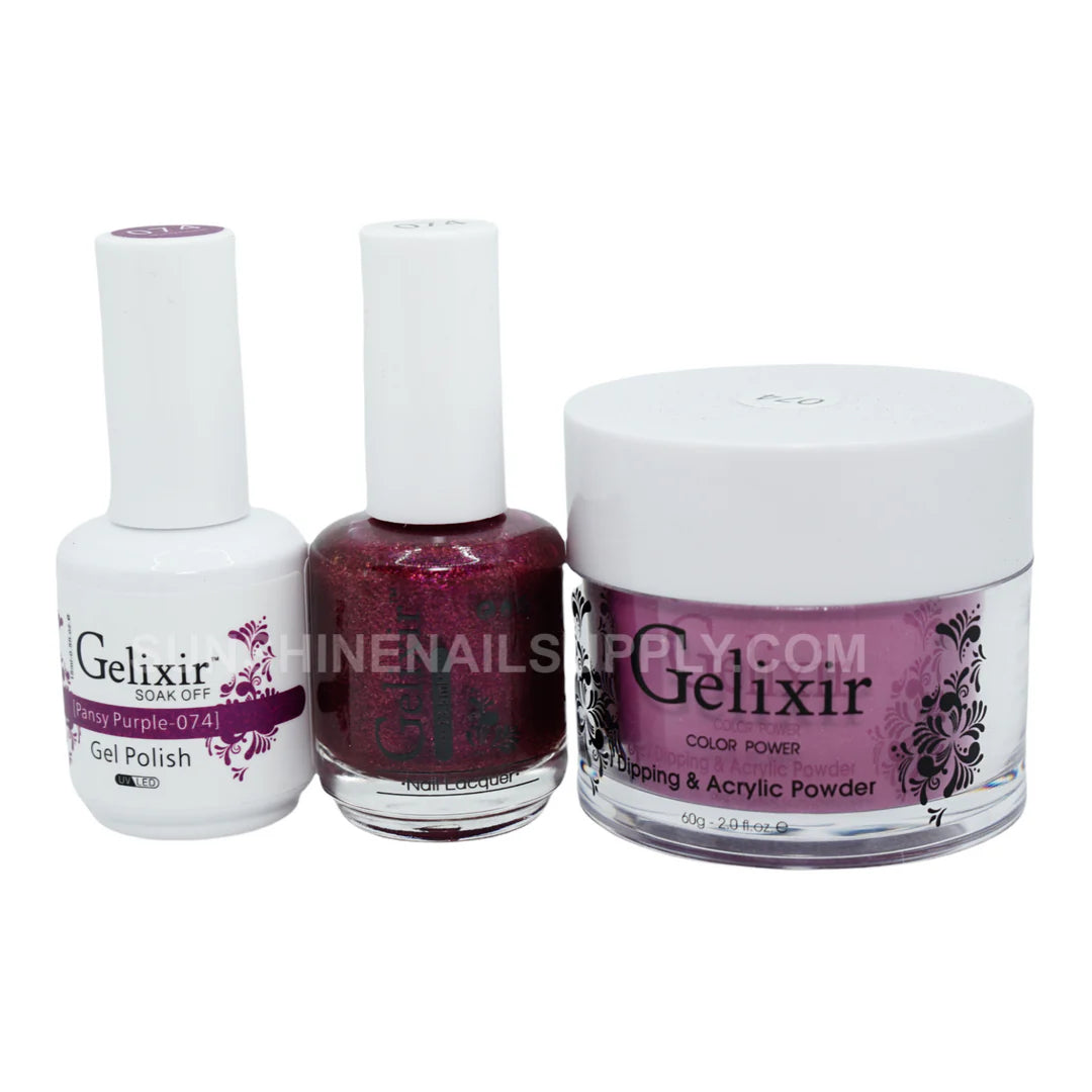 #074 - Esmalte en gel UV/LED Soak Off de Gelixir - Pensamiento morado 3 en 1