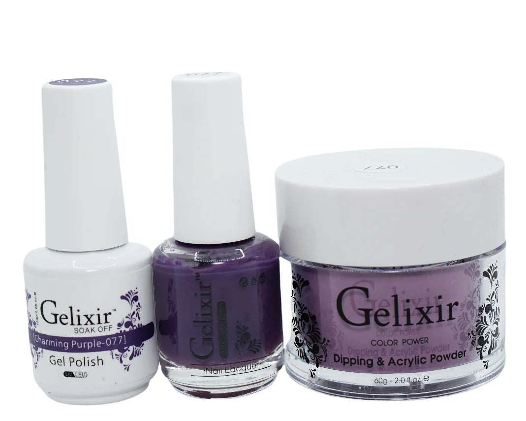 #077 - Esmalte en gel UV/LED Soak Off de Gelixir - Púrpura encantador 3 en 1