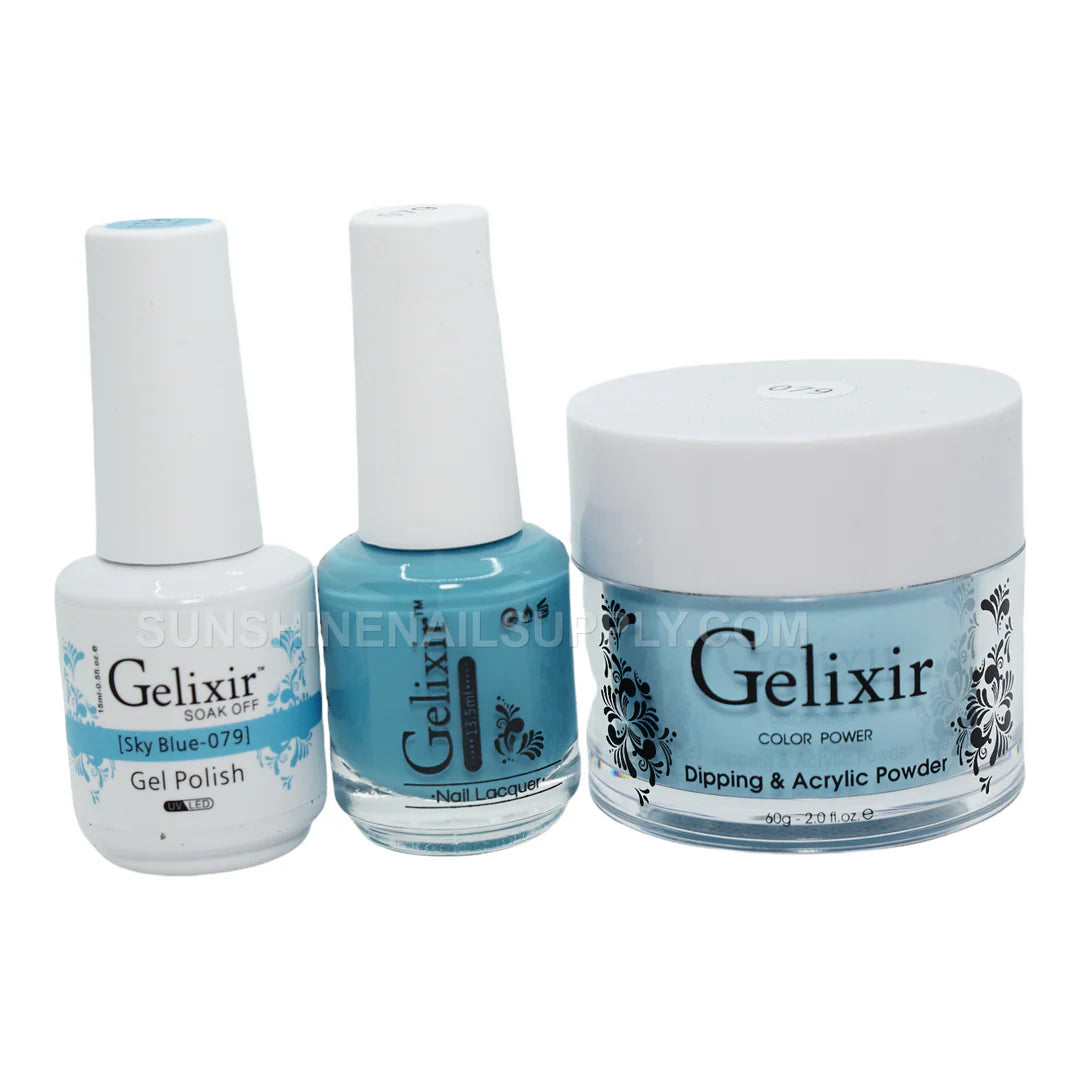 #079 - Esmalte en gel UV/LED Soak Off Gelixir - Azul cielo 3 en 1