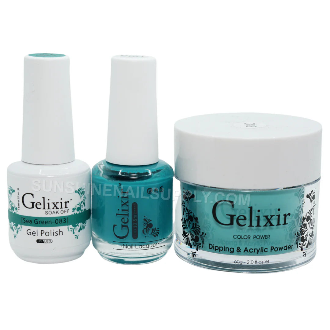 #083- Esmalte en gel UV/LED Soak Off Gelixir - Verde mar 3 en 1
