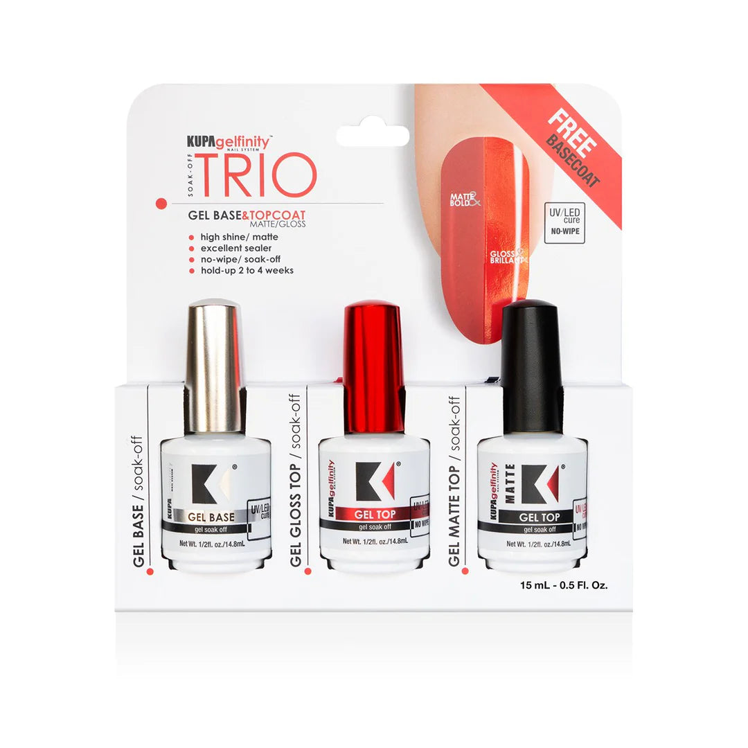 Kupa GelFinity Top Base Coat Gloss No Wipe Trio