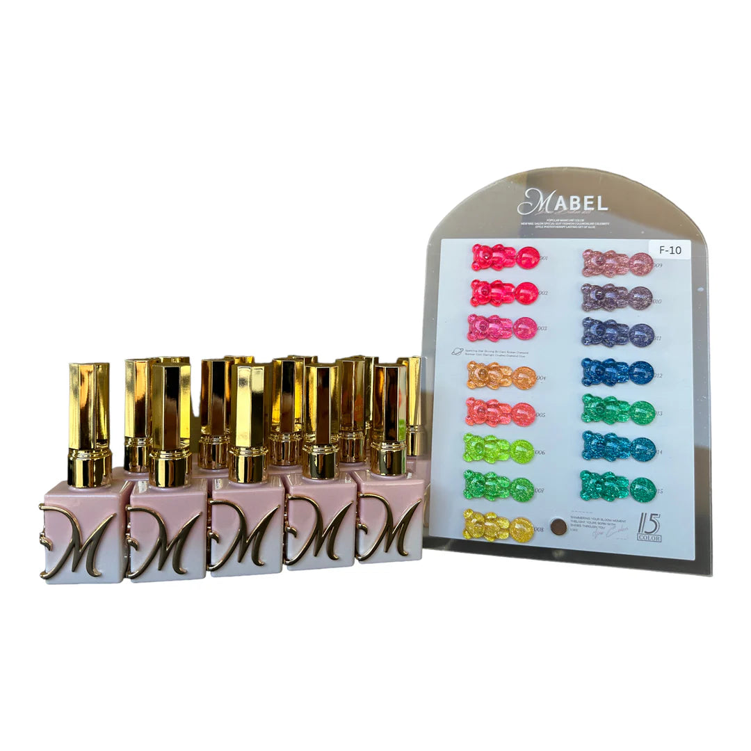 Mabel Gel 15 Glitter Gel Colors - F10