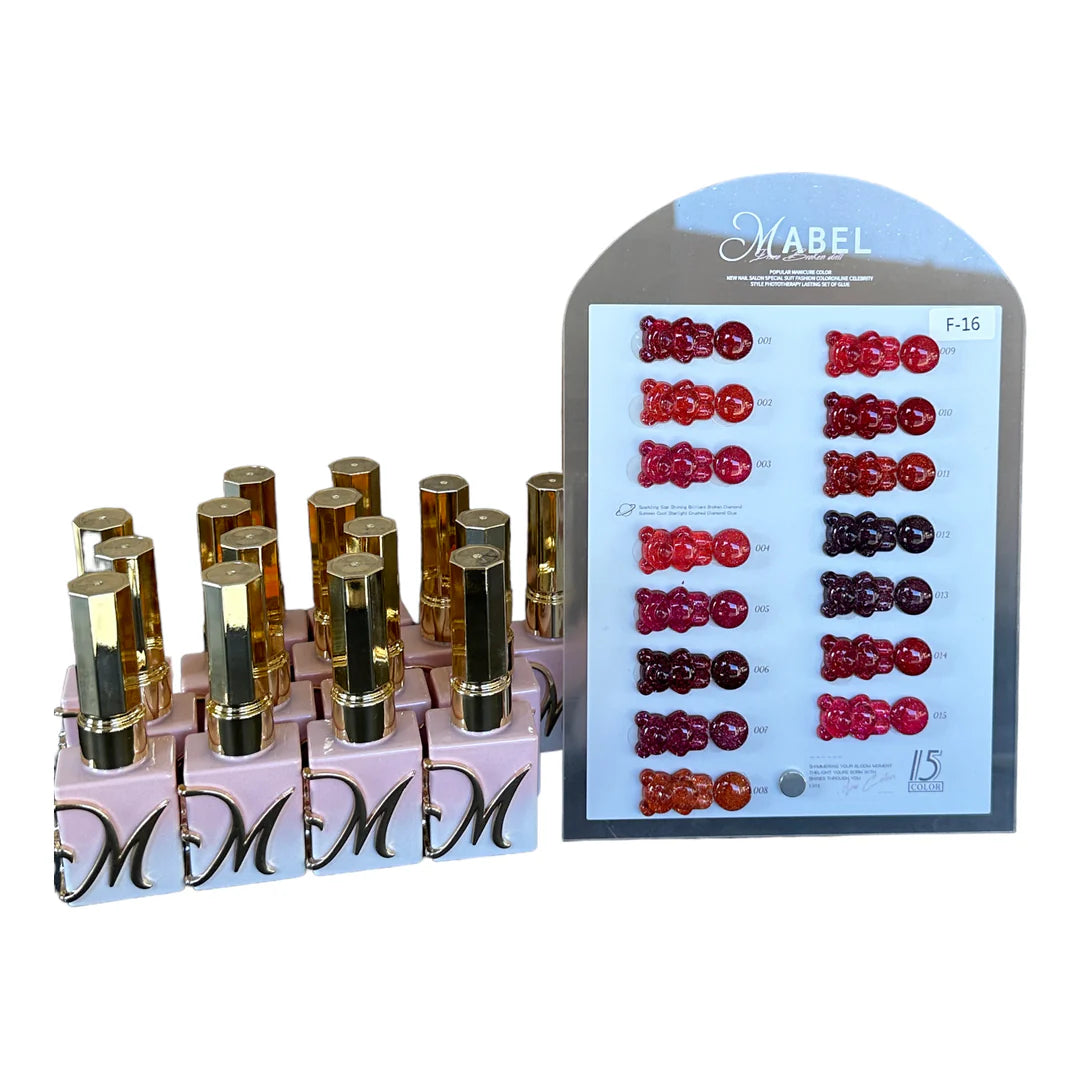 Mabel Gel 15 Glitter Gel Colors - F16