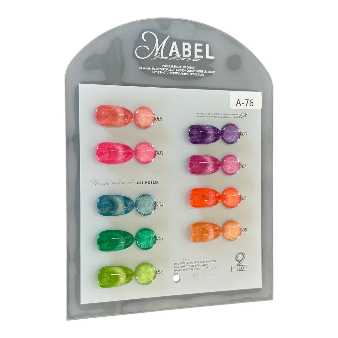 Mabel Cat Eye Gel, 9 Colores de la Colección Disco Broken Drill - A76