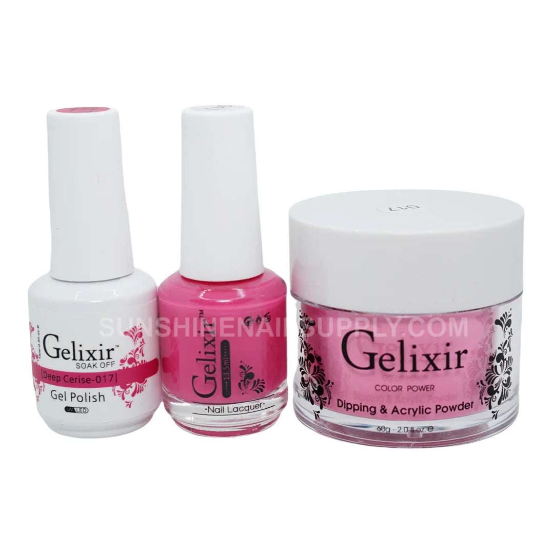 #017 - Esmalte en gel UV/LED Soak Off de Gelixir - Cereza oscuro 3 en 1
