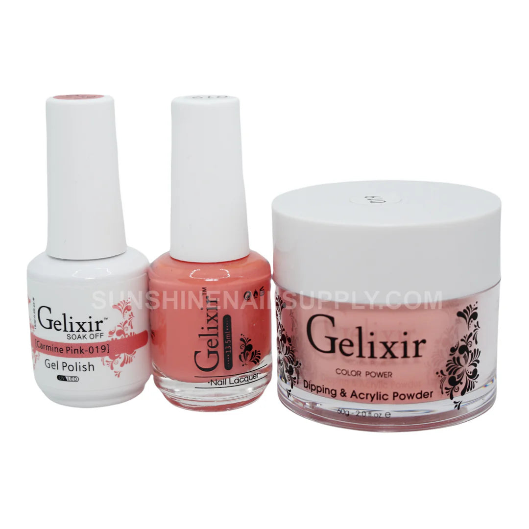 #019 - Esmalte en gel UV/LED Soak Off de Gelixir - Rosa carmín 3 en 1