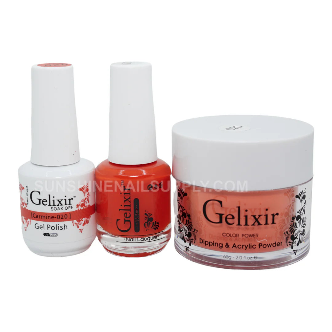 #020 - Esmalte en gel UV/LED Soak Off Gelixir - Carmín 3 en 1