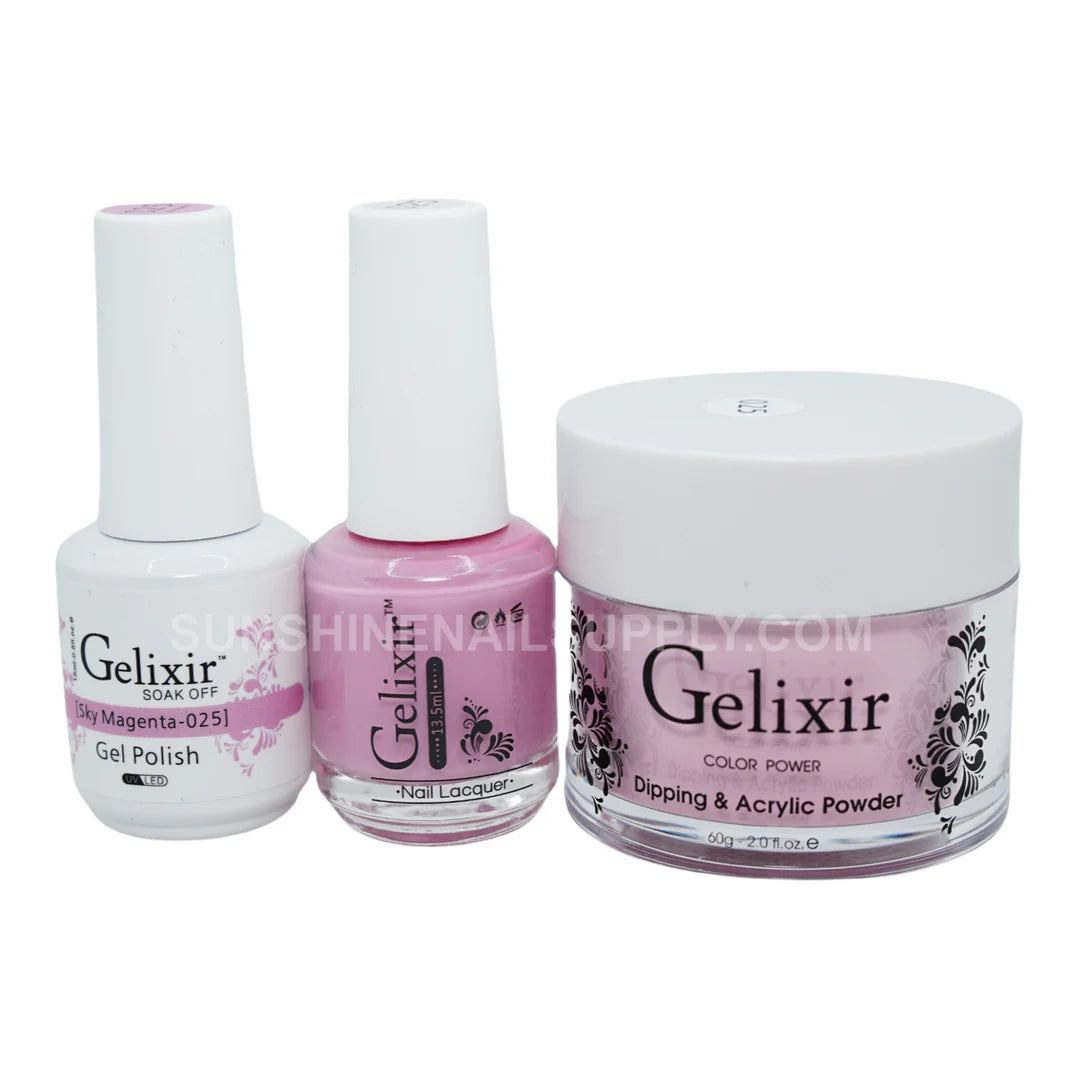 #025 - Esmalte en gel UV/LED Soak Off de Gelixir - Magenta cielo 3 en 1
