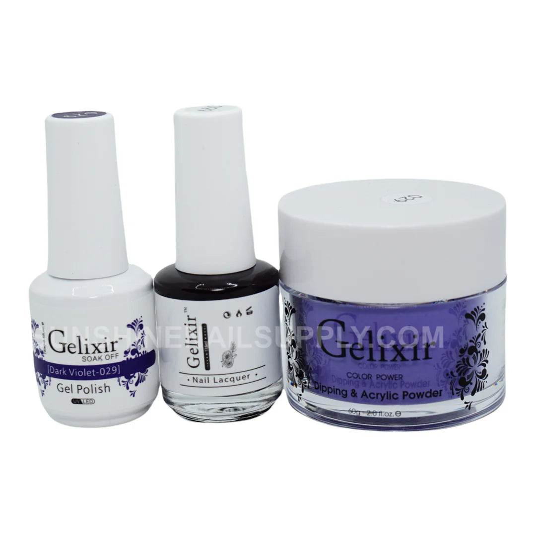 #029 - Esmalte en gel UV/LED Soak Off Gelixir - Violeta oscuro 3 en 1