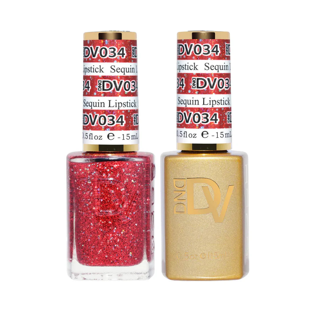 #034 - Esmalte en gel DND Diva UV/LED Soak Off - Lápiz labial con lentejuelas