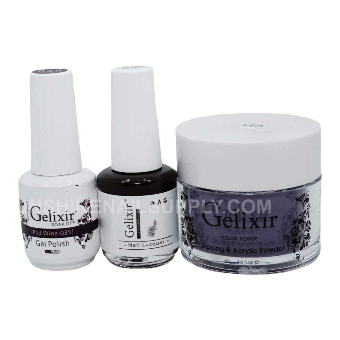 #035 - Esmalte en gel UV/LED Soak Off Gelixir - Vino tinto 3 en 1