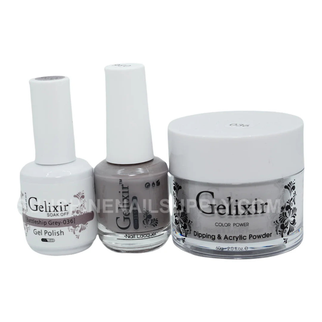 #036 - Esmalte en gel UV/LED Soak Off de Gelixir - Battleship Grey 3 en 1