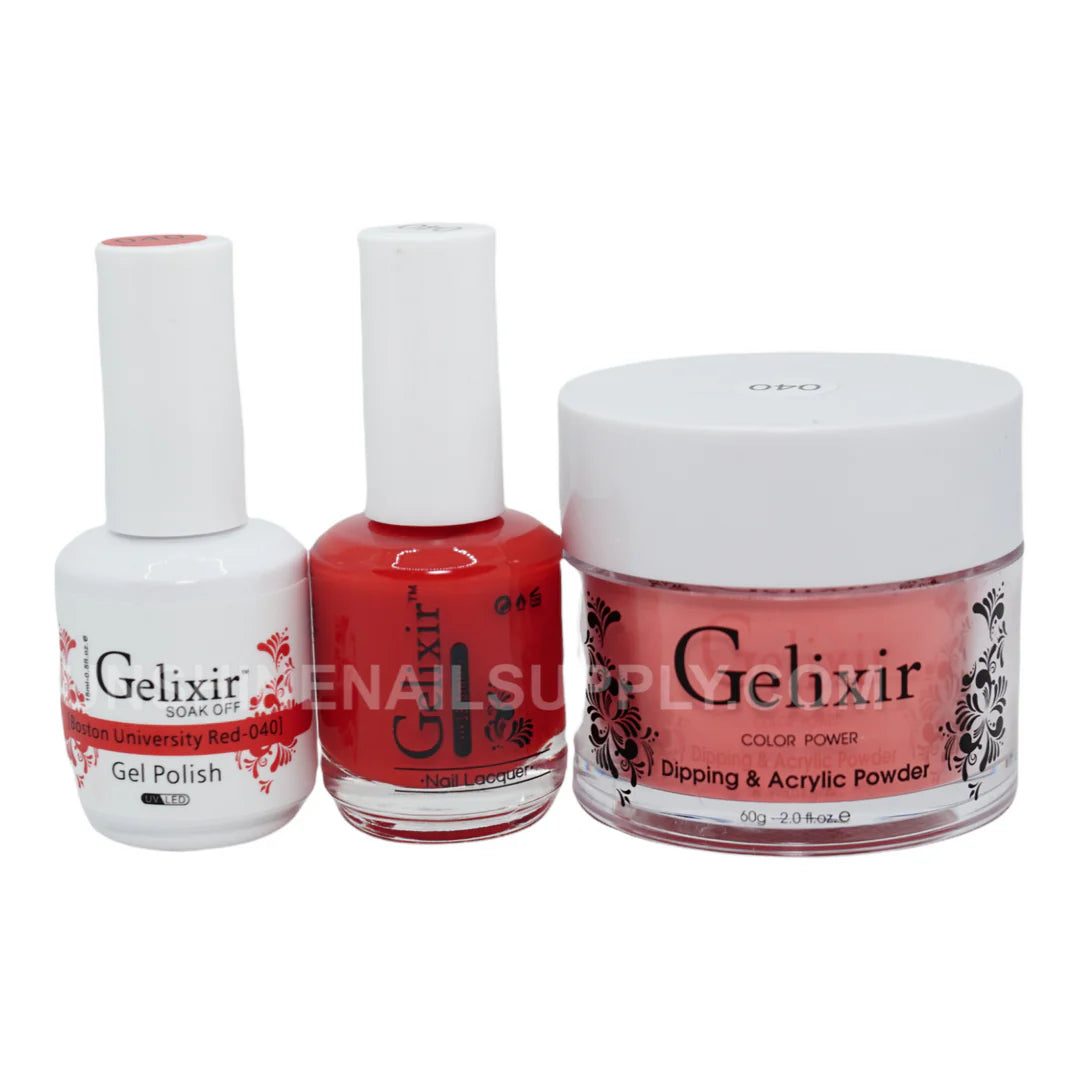 #040 - Esmalte en gel UV/LED Soak Off Gelixir - Boston University Red 3 en 1