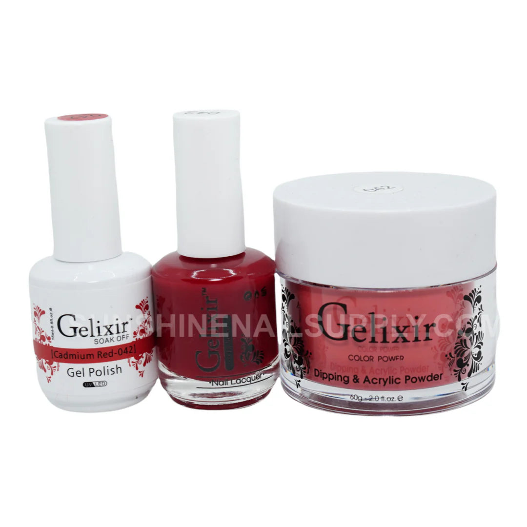 #042 - Esmalte en gel UV/LED Soak Off Gelixir - Rojo cadmio 3 en 1