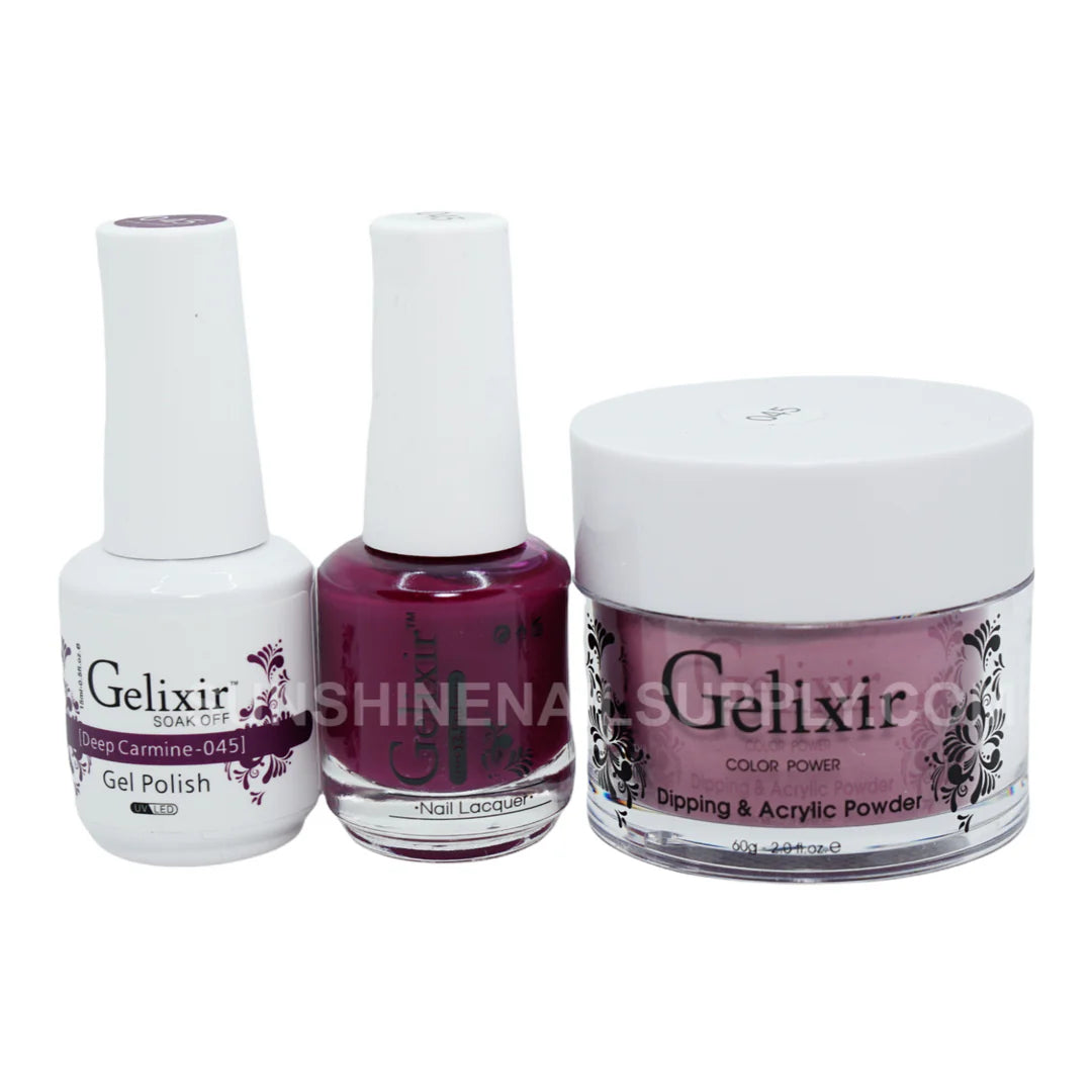 #045 - Esmalte en gel UV/LED Soak Off de Gelixir - Carmín oscuro 3 en 1