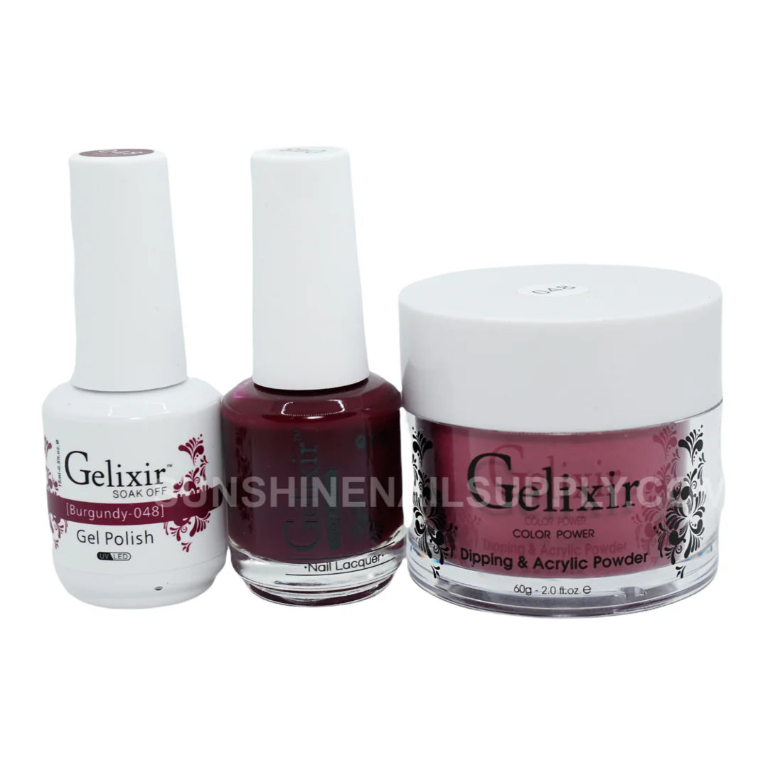#048 - Esmalte en gel UV/LED Soak Off de Gelixir - Borgoña 3 en 1
