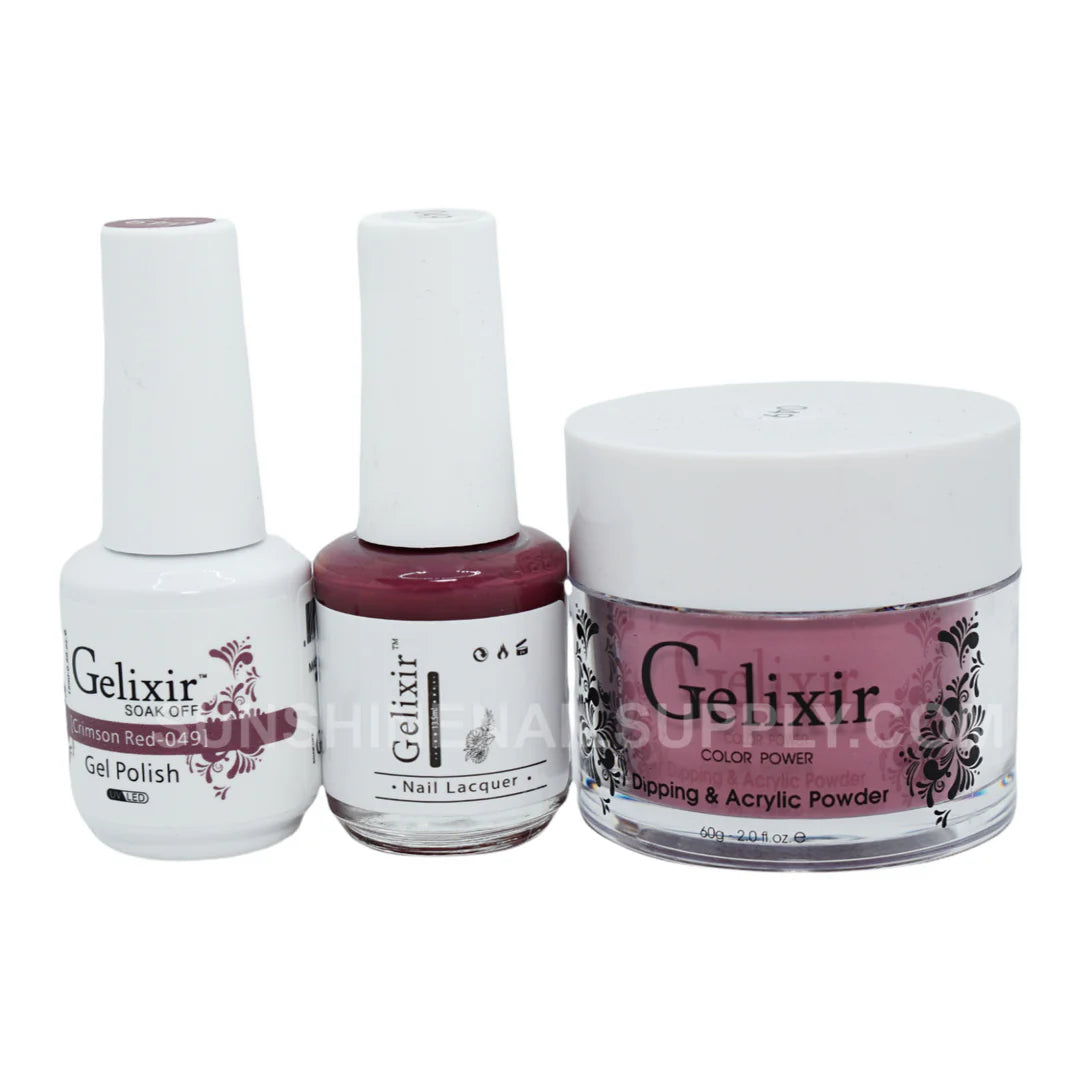 #049 - Esmalte en gel UV/LED Soak Off de Gelixir - Rojo carmesí 3 en 1