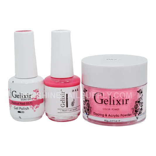 #057 - Esmalte en gel UV/LED Soak Off de Gelixir - Radical Red 3 en 1