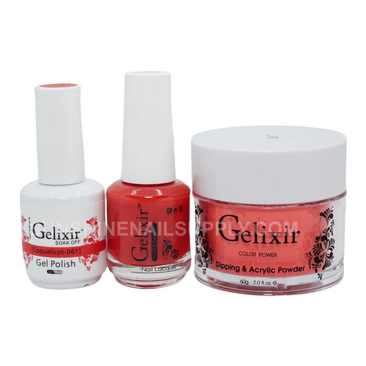 #061 - Esmalte en gel UV/LED Soak Off Gelixir - Coquelicot 3 en 1