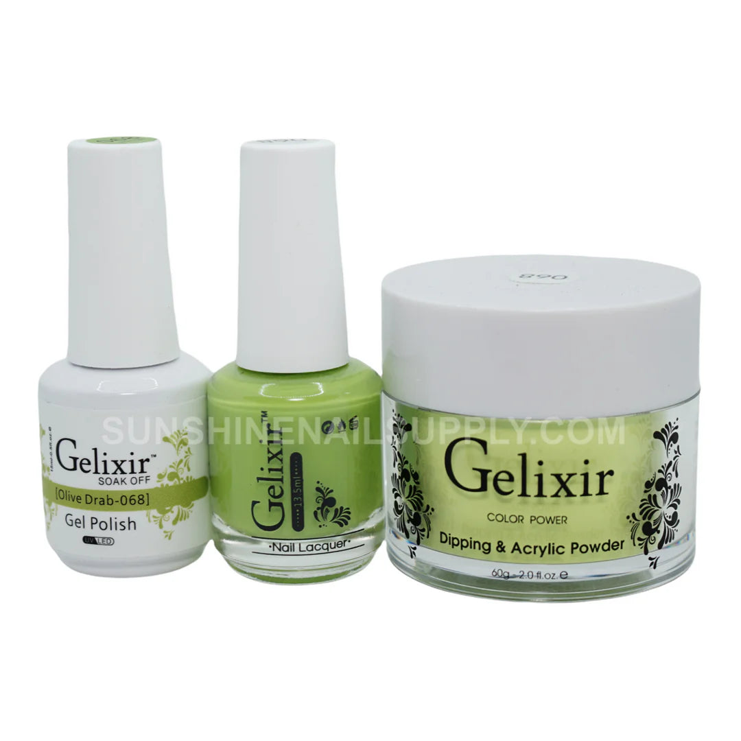 #068 - Esmalte en gel UV/LED Soak Off de Gelixir - Verde oliva 3 en 1