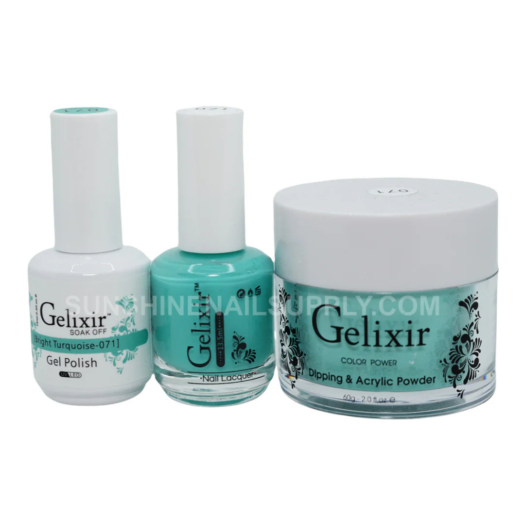 #071 - Esmalte en gel UV/LED Soak Off de Gelixir - Turquesa brillante 3 en 1