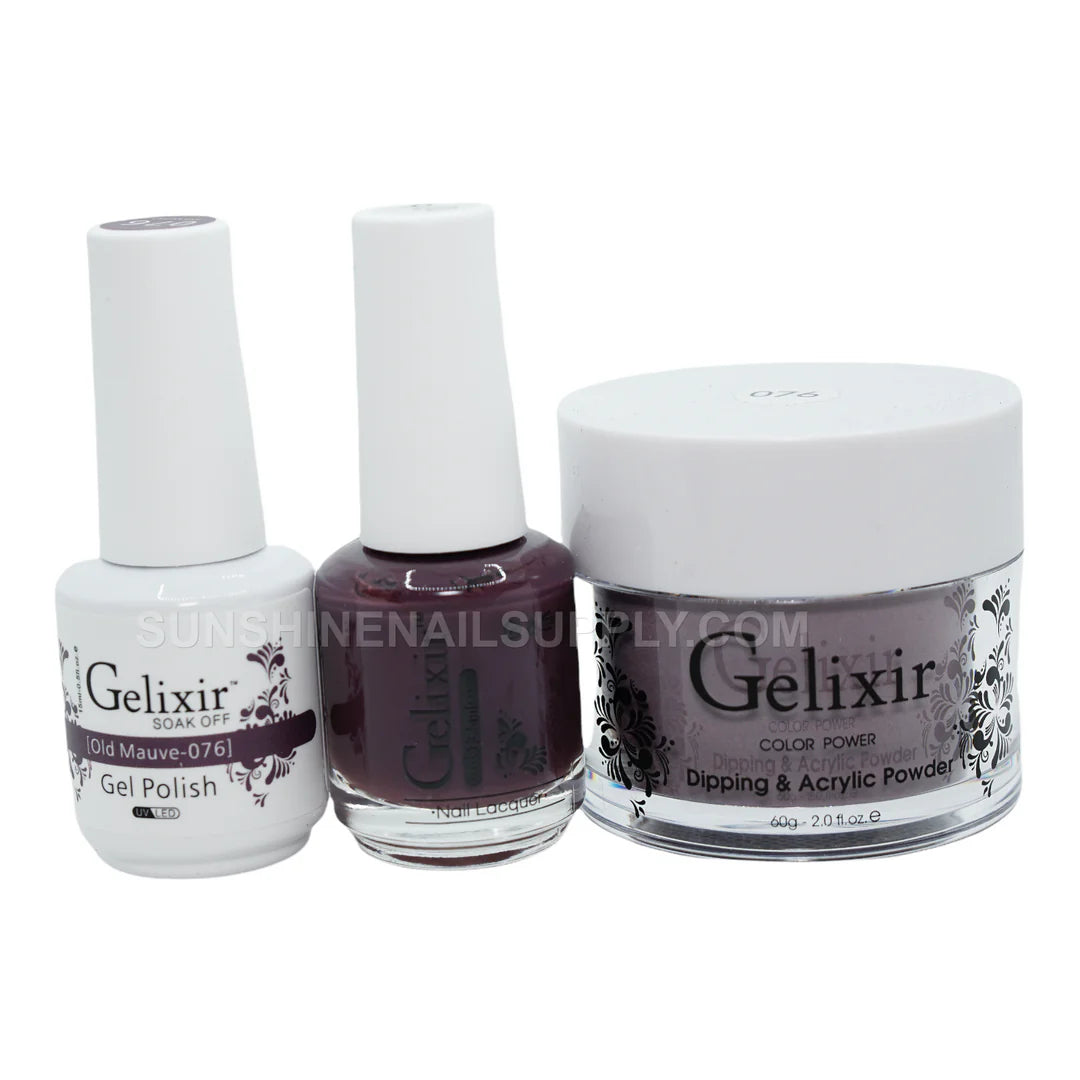 #076 - Esmalte en gel UV/LED Soak Off de Gelixir - Malva viejo 3 en 1