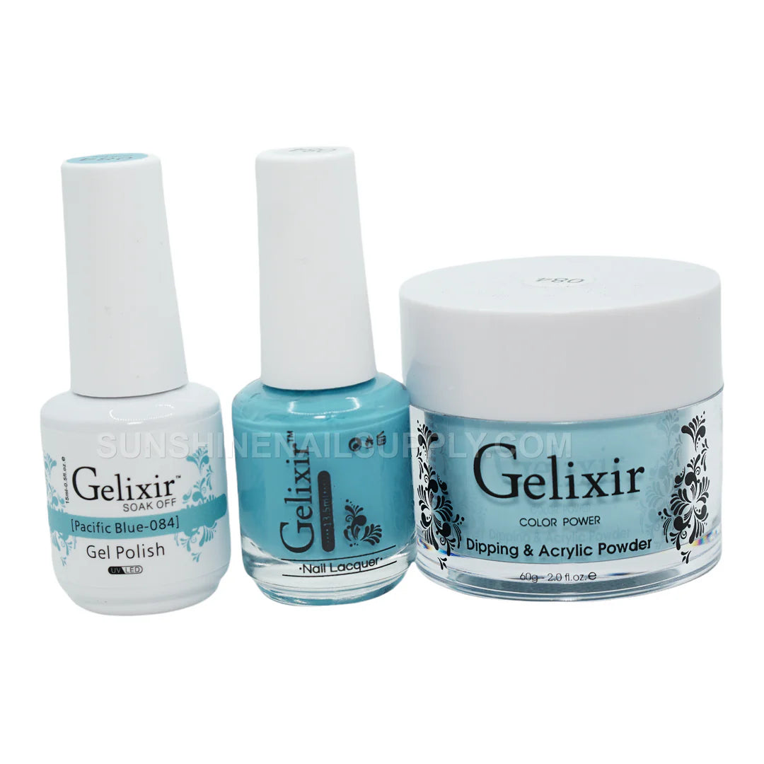 #084- Esmalte en gel UV/LED Soak Off Gelixir - Azul Pacífico 3 en 1