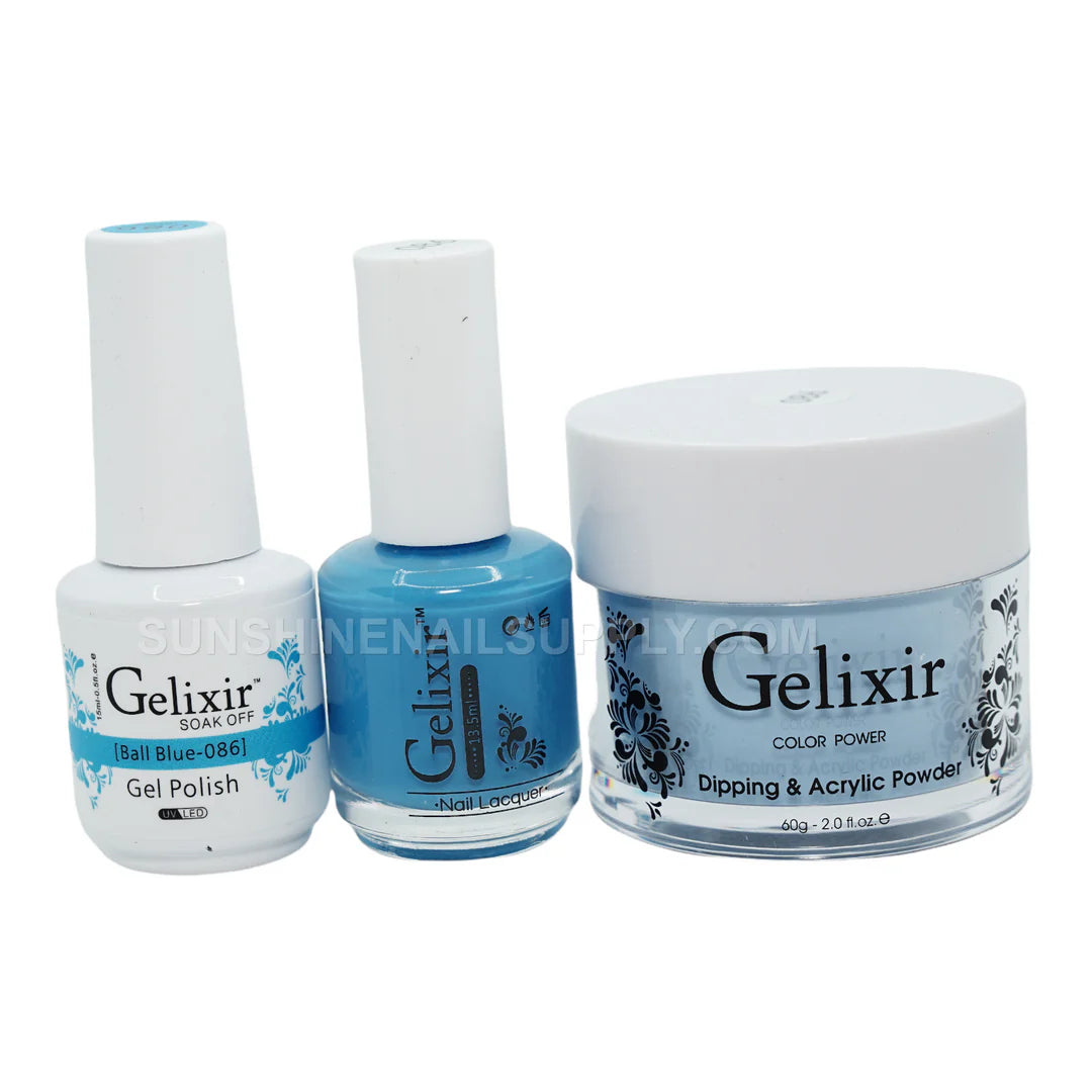 #086 - Esmalte en gel UV/LED Soak Off Gelixir - Azul bola 3 en 1