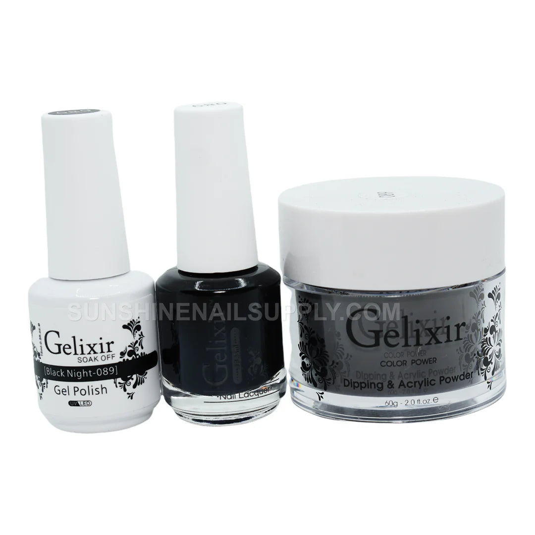 #089 - Esmalte en gel UV/LED Soak Off de Gelixir - Negro noche 3 en 1