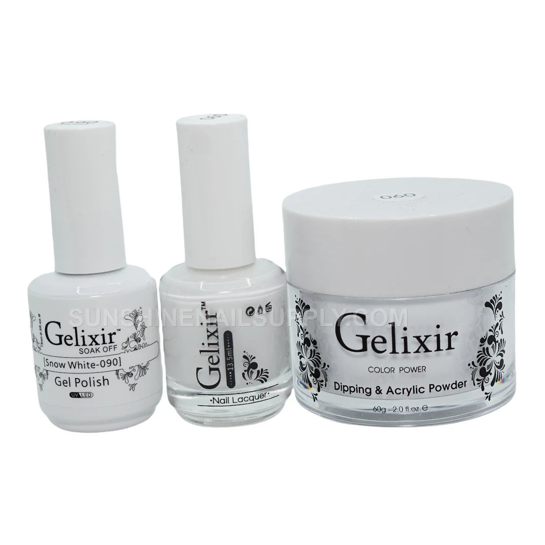 #090 - Esmalte en gel UV/LED Soak Off de Gelixir - Blanco nieve 3 en 1