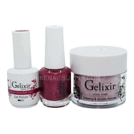#102 - Esmalte en gel UV/LED Soak Off de Gelixir - Rojo rosa brillante 3 en 1