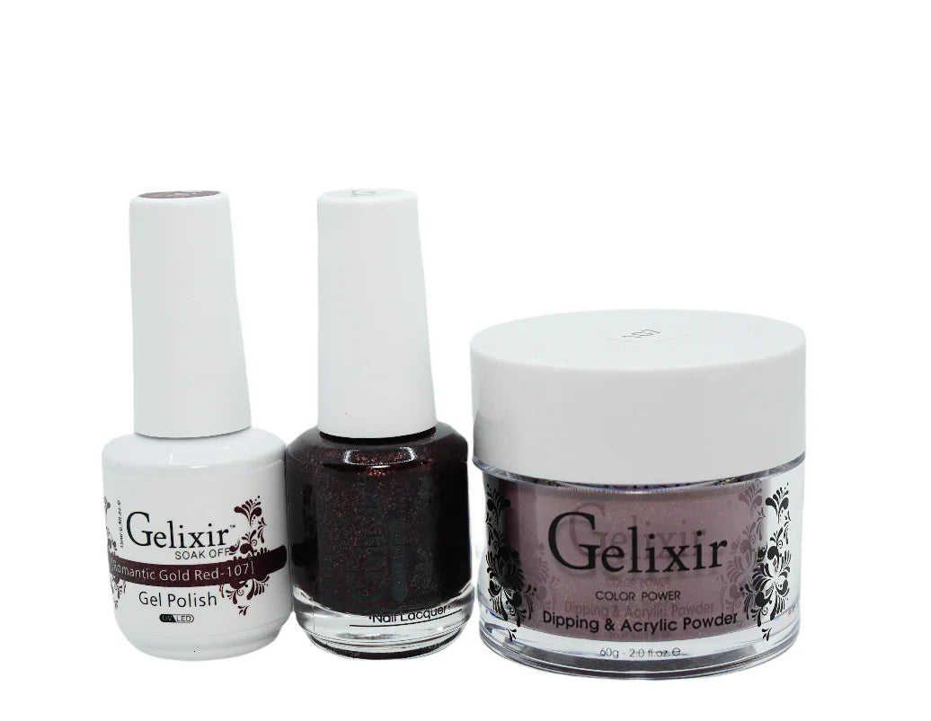 #107 - Gelixir UV/LED Soak Off Gel polish - Romantic Gold Red
