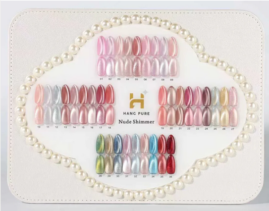 Uñas Acrílicas Nude con Efecto Ojo de Gato - 36 Colores